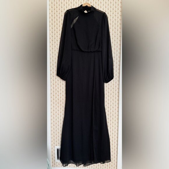 NWT Lulus Graceful Entrance Black Long Sleeve Backless Maxi Dress | Large - Picture 5 of 9